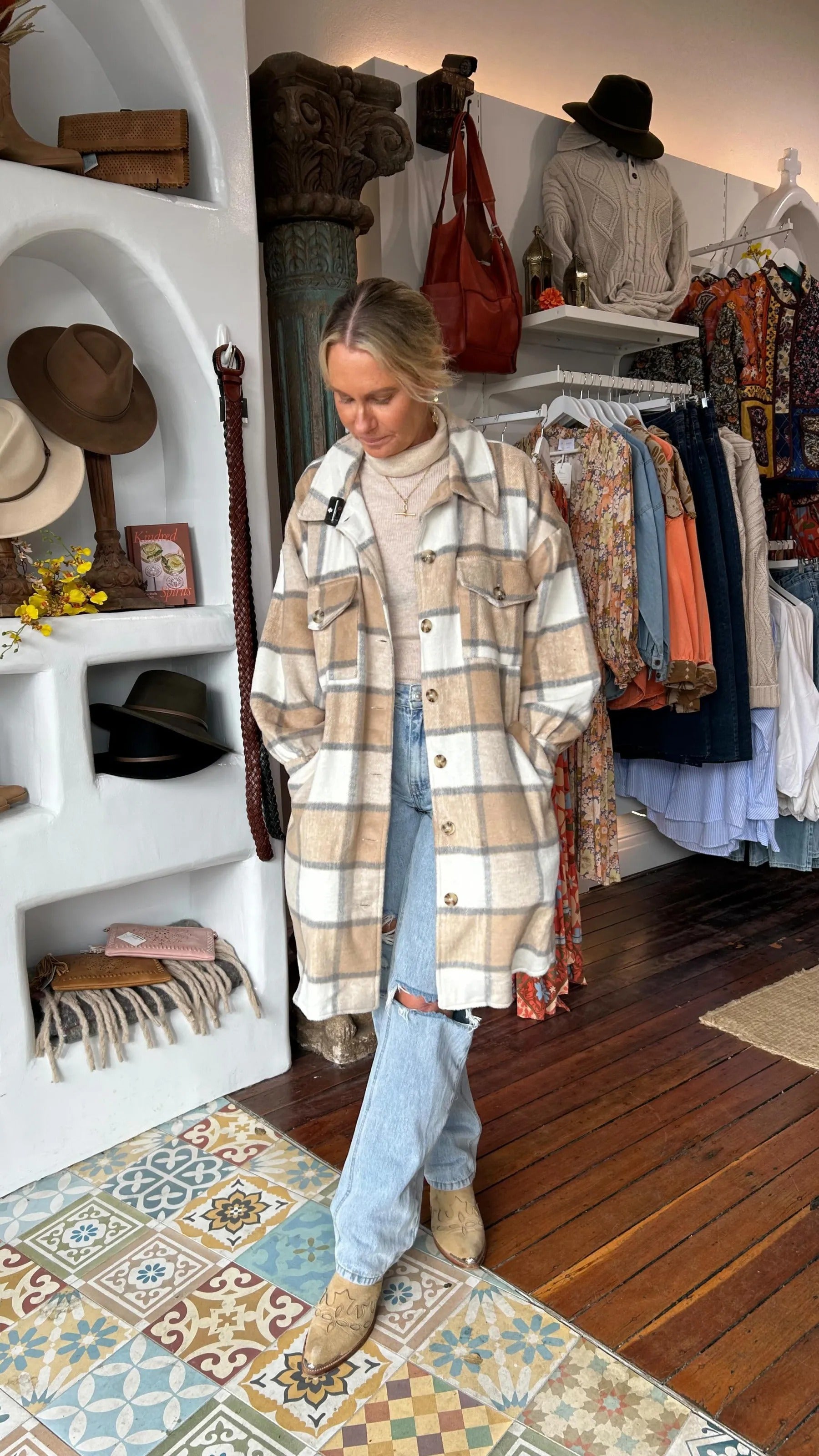 Women's Long Plaid Cardigan