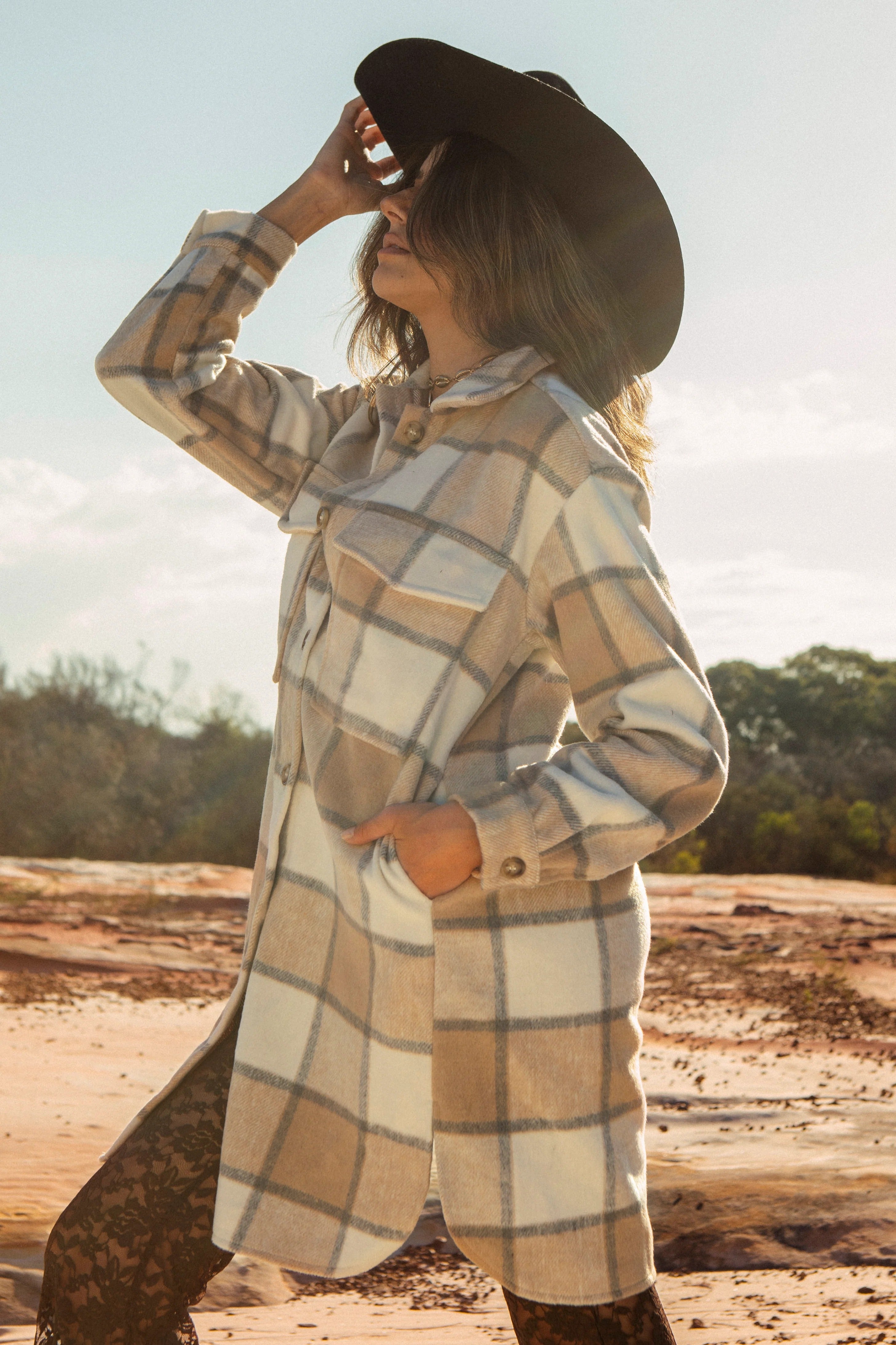 Women's Long Plaid Cardigan