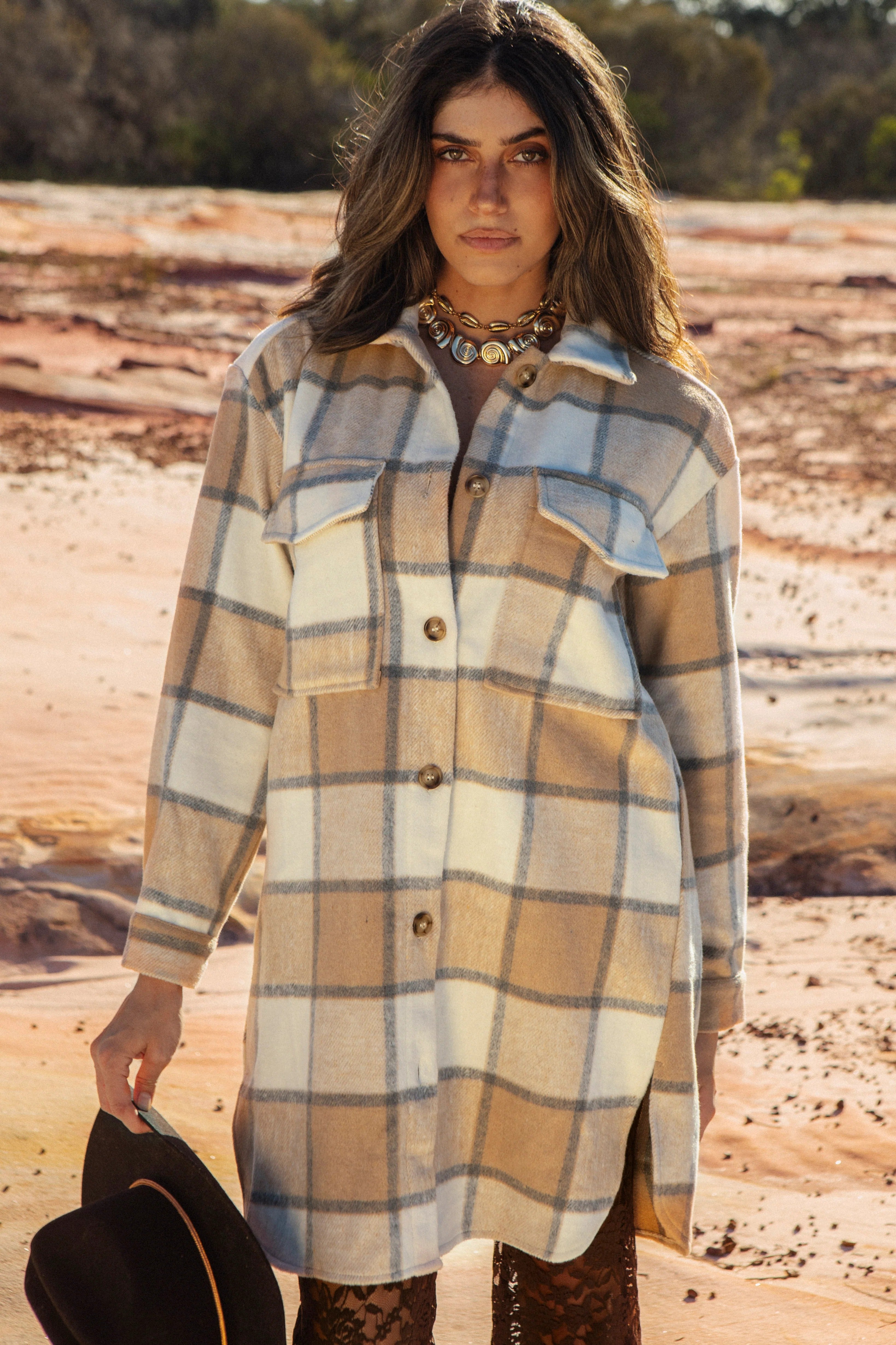 Women's Long Plaid Cardigan