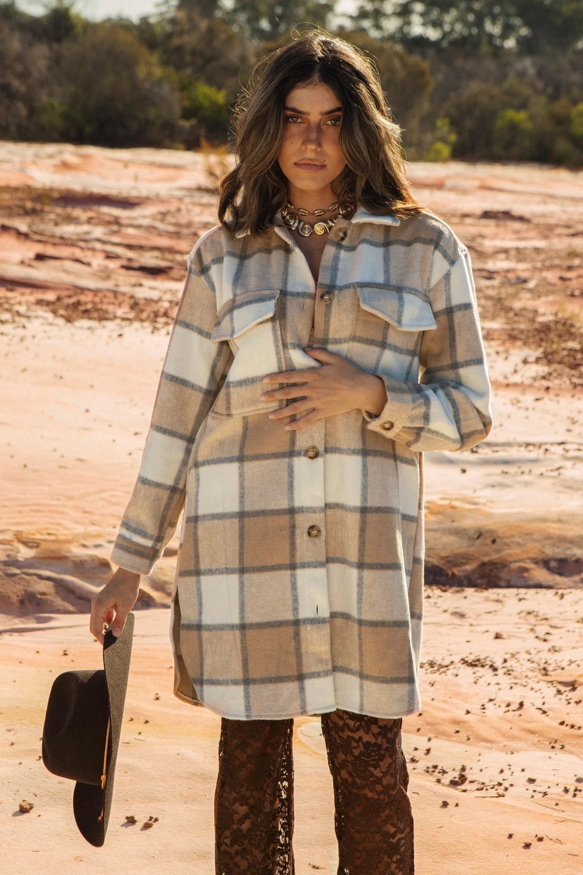 Women's Long Plaid Cardigan