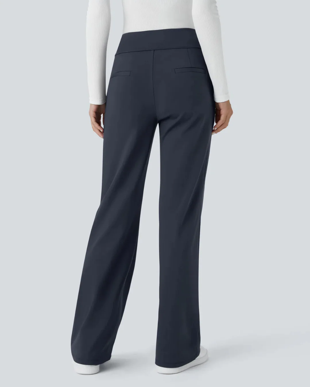 Women's High Waist Work Pants with Pockets and Zipper
